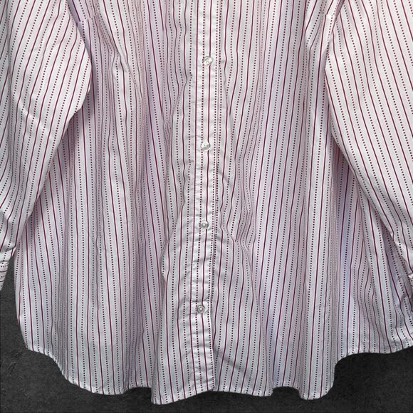 Roamans Button Up Top Women Size 38W Red/White‎ Striped Collared Long Sleeve - Picture 8 of 14